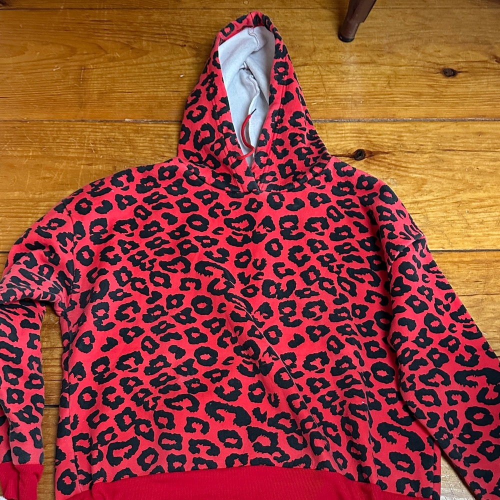 Men's Red Leopard Print Streetwear Hoodie